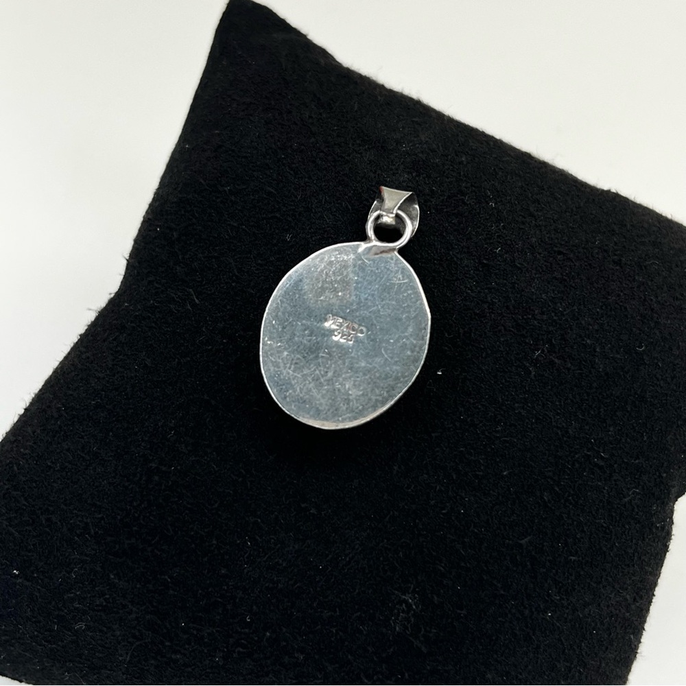 Vintage Mexico Sterling Silver‎ 925 Pendant Red Coral Stone - Picture 3 of 7